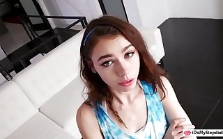 Petite teen Lucy Cline rammed by her dad