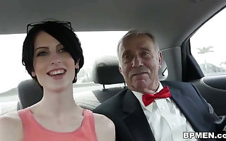 Petite teen Alex Harper is pleasing a handful of old creeps